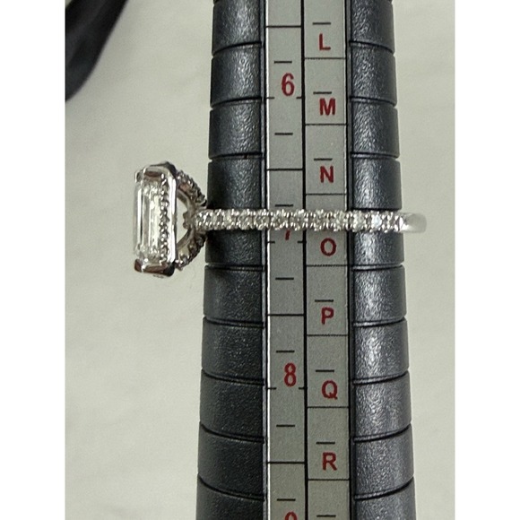 2 Ct TW Lab Grown Diamond Halo Engagement Ring Emerald Cut 14K White Gold Size 7 - Picture 5 of 9